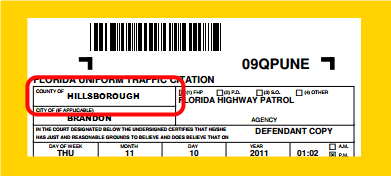 IMAGE Location of County Ticket was Issued In